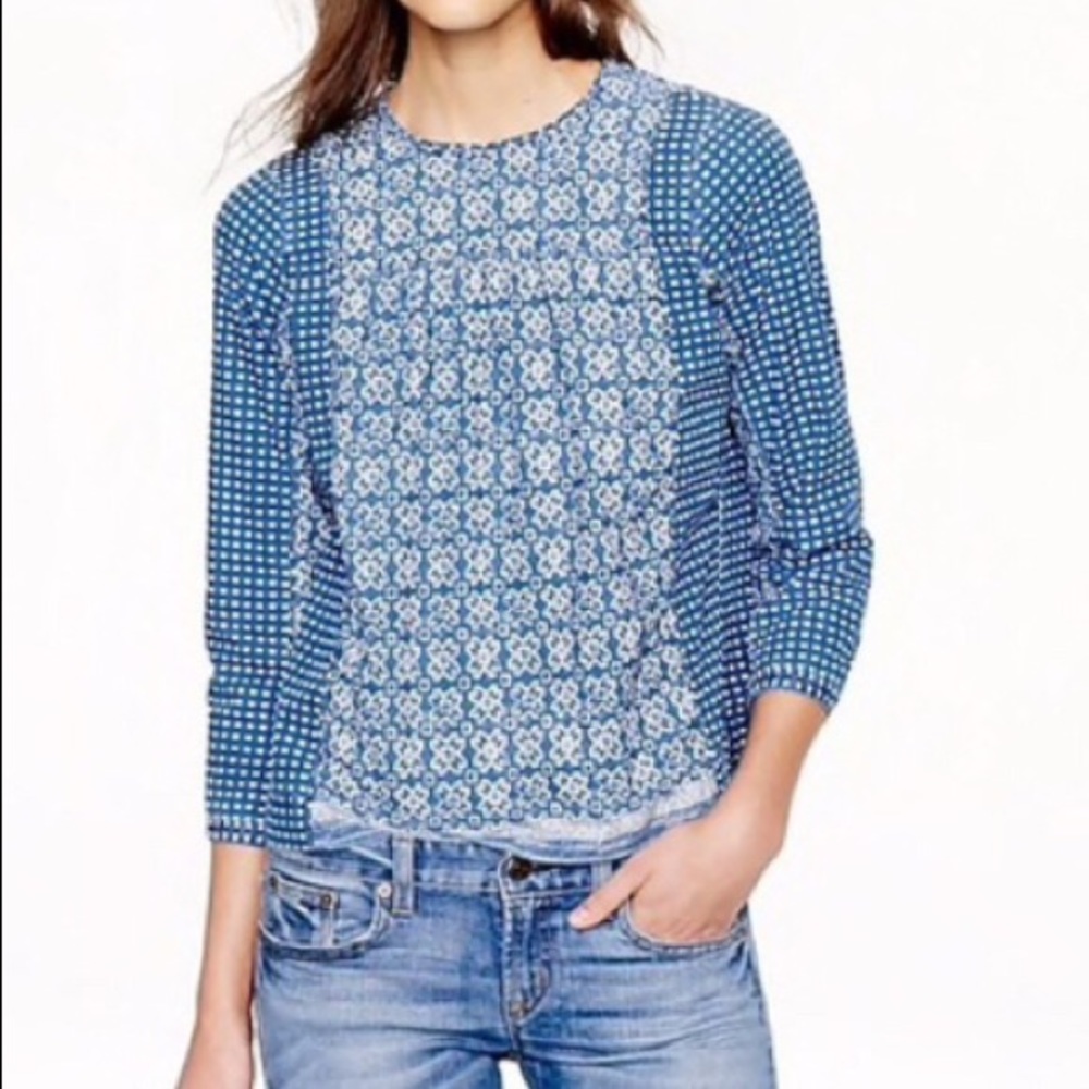 Blue Patterned Blouse